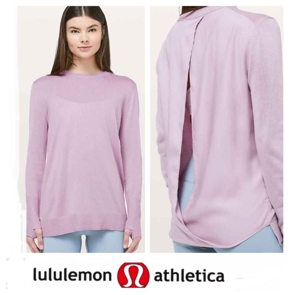 LULULEMON Lavender Still At Ease Antoinette Breezy Back Pullover Sweater Sz 8